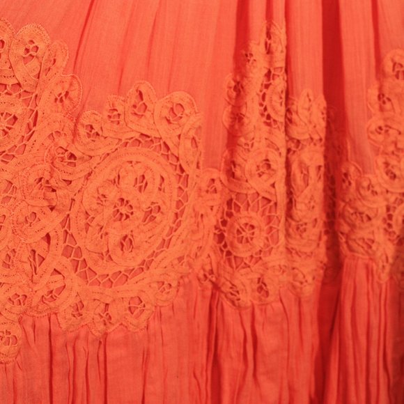 Orange Bi-level Peasant skirt SZ S - Picture 2 of 4